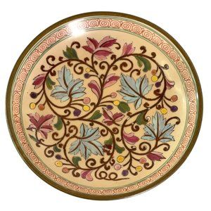 Macau H.F.P. Chinese Porcelain Bowl Floral Pattern 7.75" x 1.5" Beige and Brown